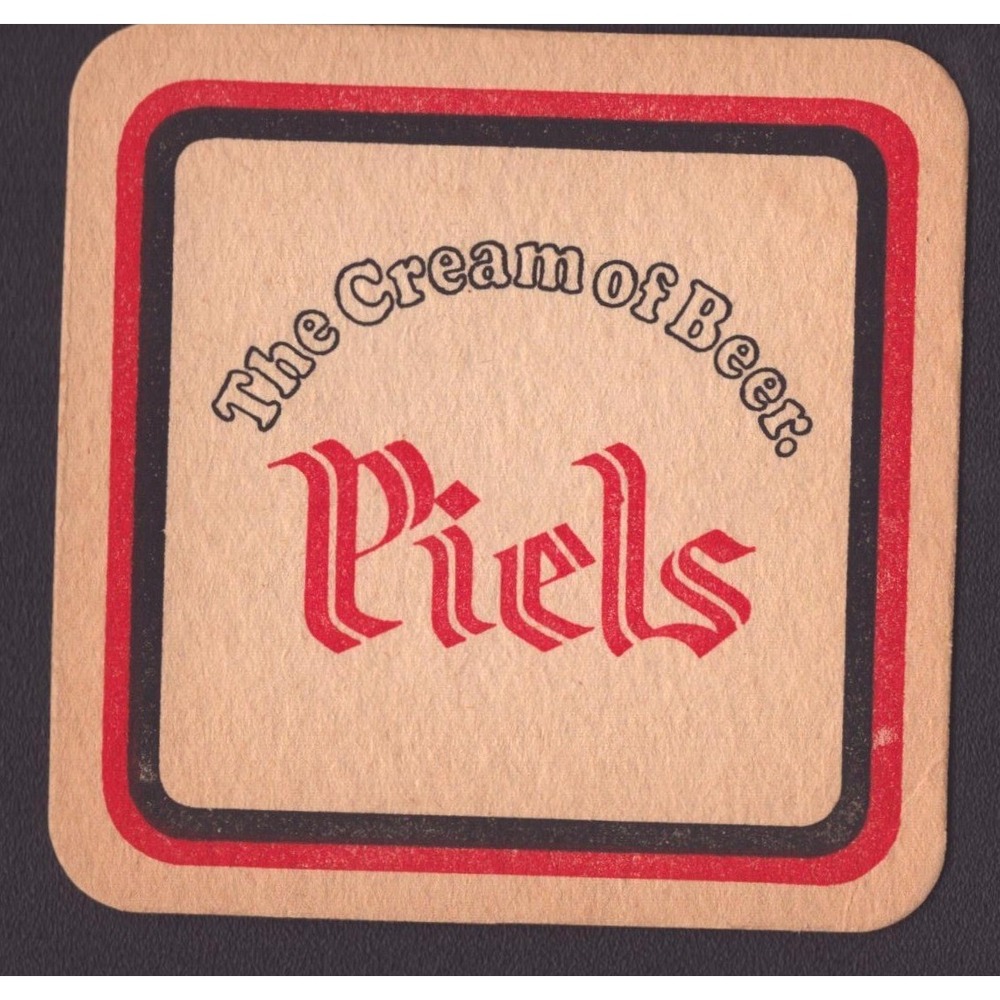 Vintage Piels Beer Coaster The Cream of Beer Red Gothic Logo Cardboard Barware